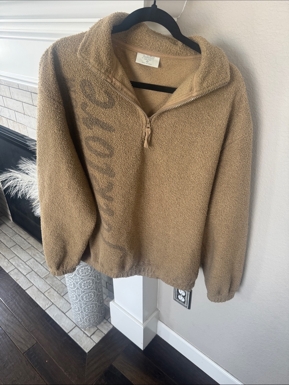 Taylor Swift Folklore Cozy Half-Zip Sherpa Pullover Sweater - Camel